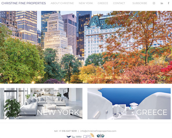 logo and web site design for successful New York and Greece real estate business