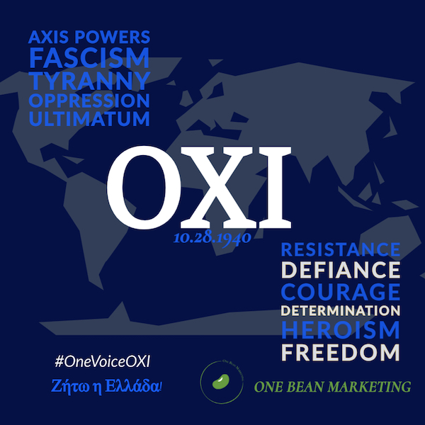 #OneVoiceOXI OXI DAY campaign from One Bean Marketing